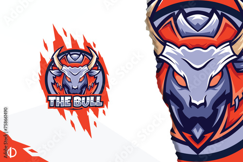 Modern Bull logo design  Mascot   Esports Design  All elements in this template are fully editable  Vector design.