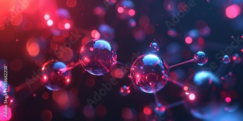 Abstract depiction of glowing molecular structures in a vibrant neon arrangement