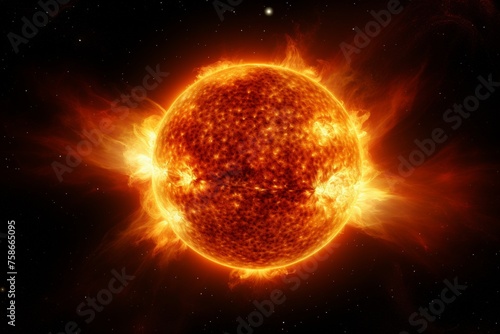 Magnificent sun solar flares illuminate the sky in a spectacular display of natures power