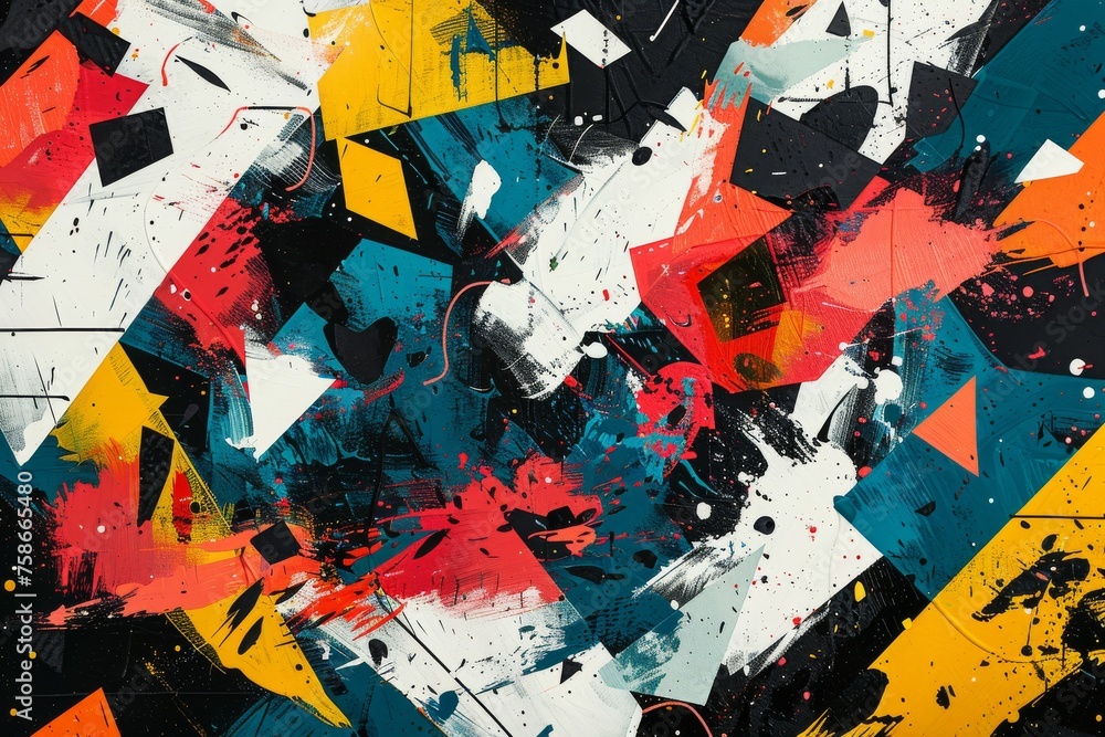 Fototapeta premium Dynamic abstract painting with bold splashes of color and energetic patterns