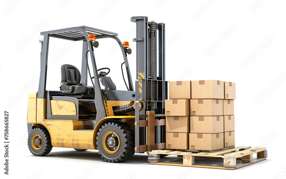 Forklift on white background,created with Generative AI tecnology. Forklift on white background,created with Generative AI tecnology.