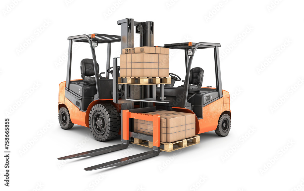 Forklift on white background,created with Generative AI tecnology.