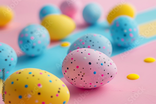 Easter eggs festival, pastel background colors charming, adorable, shiny,3D illustration concepts.