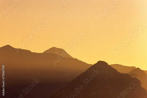 Rocky mountain at a beautiful sunset light