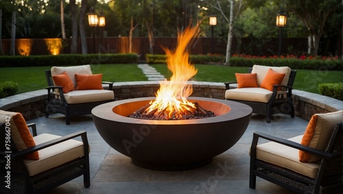 Wallpaper Mural a fire pit on the luxury patio in the backyard Torontodigital.ca