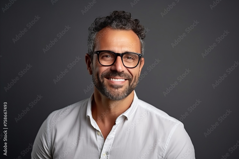 Portrait of a handsome middle-aged man with eyeglasses Portrait of a handsome middle-aged man with eyeglasses