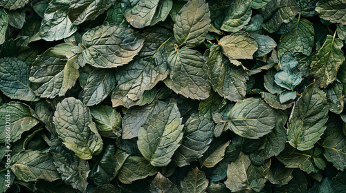 Dried Melissa leaves or mint. Background texture. Close up