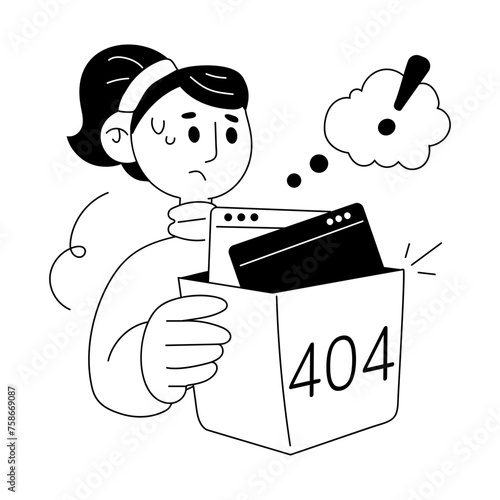 A character based doodle mini illustration of web issues 