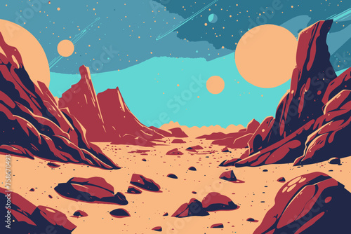 Flat Design Desert Rocks Landscape