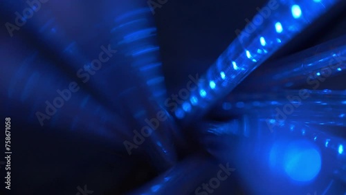 Blinking Fiber Optic Cables Close-Up in 4k slow motion 60fps