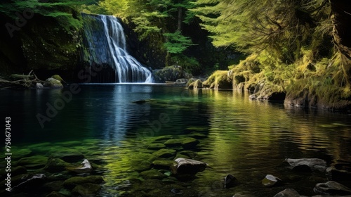Waterfall and lake a natural beauty