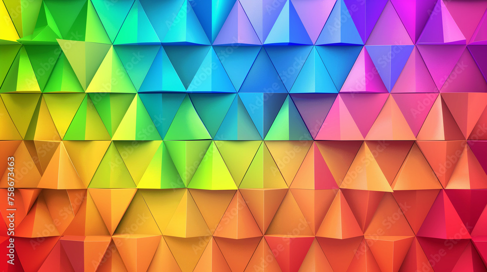Abstract rainbow background consisting of colored triangles. 