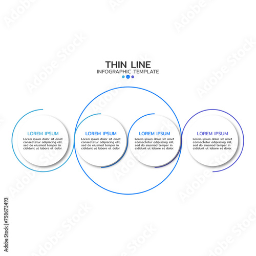 Vector infographic thin line design with 4 options or elements. Business concept with 4 options, steps or processes.