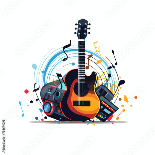 Design flat vector icon for music genres guitar 