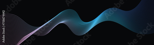 Dynamic line wave colorful calming rhythms background horizontal vector design template, pink, tosca, blue