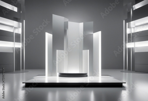 sleek podium backdrop modern dynamic LED Ultra metallic surfaces poduim abstract technology insubstantial light desktop design science line luminescence illustration fact dark graphic art blur photo