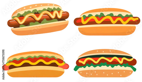 Illustration of hot dog isolated on transparent background