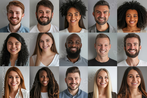 Diverse group of men and women headshots on white background © Robert Kneschke