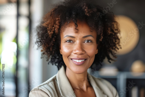 Smiling elegant black mature businesswoman with a confident and friendly expression