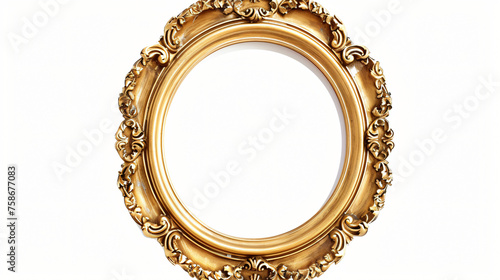 Gold antique frame isolated on white ..
