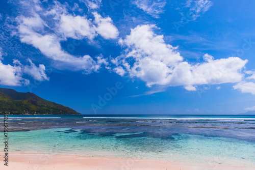 Fototapeta Naklejka Na Ścianę i Meble -  Mahe island, Seychelles. Landscape of Beau Vallon beach
