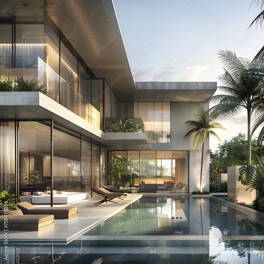Fototapeta premium Modern Villa Marvels - Generative AI