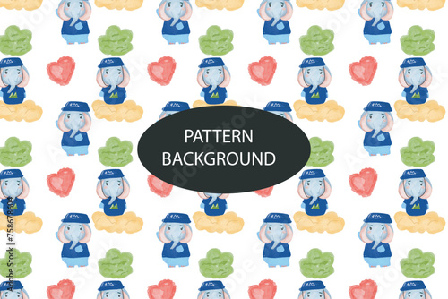 elephants kid pattern background. can used pattern, templates, card, postcard, collection fabric or textile