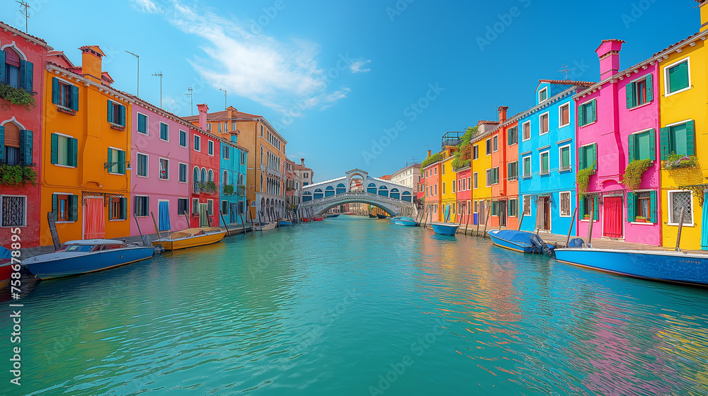 Wonders of Venice on a colorful day. - obrazy, fototapety, plakaty 