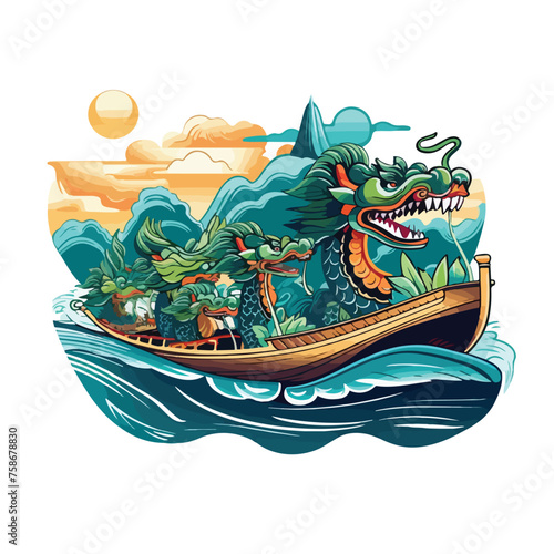 Dragon boat festival cartoon icon vector illustration