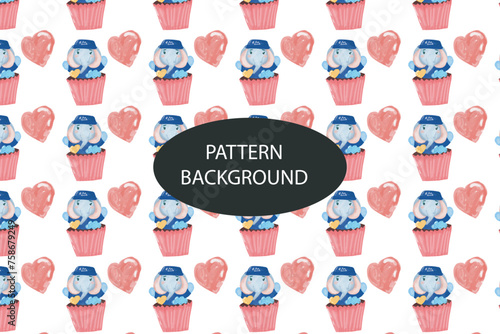 elephants kid pattern background. can used pattern, templates, card, postcard, collection fabric or textile