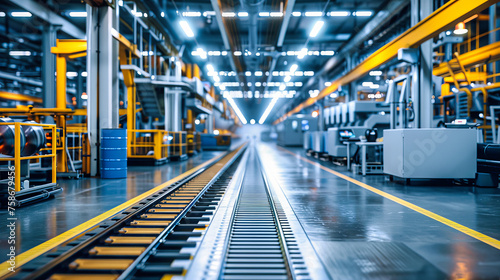 Automated Factory Line with Industrial Machinery, Emphasizing the Role of Automation and Technology in Enhancing Manufacturing Efficiency © MDRAKIBUL