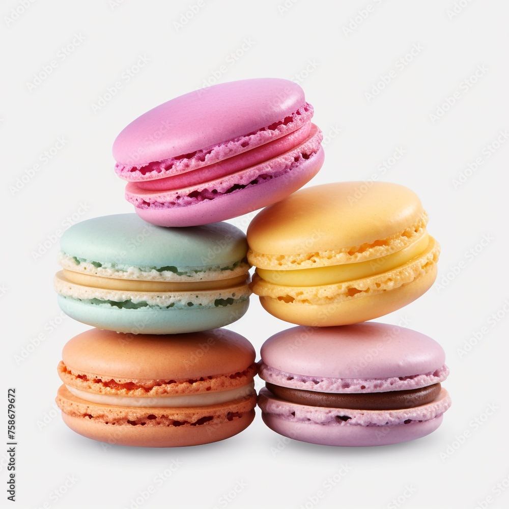 Fototapeta premium macarons multi color on white background.