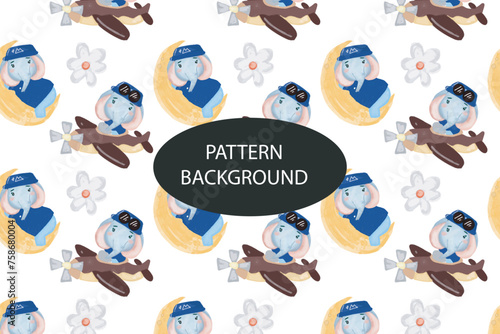 elephants kid pattern background. can used pattern, templates, card, postcard, collection fabric or textile