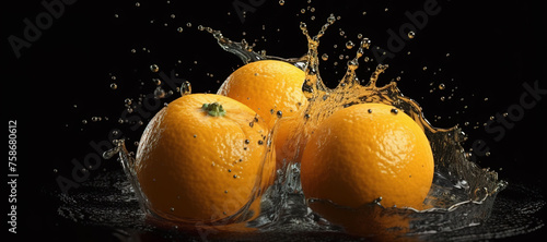 fresh orange fruits with water splash 84