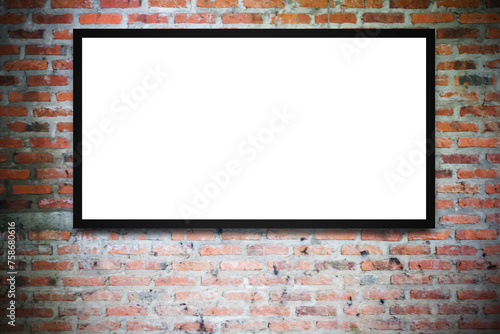 Blank advertising billboard or wide screen television with old vintage buildings