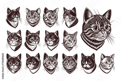 Collection of exotic shorthair kitten cat illustration design