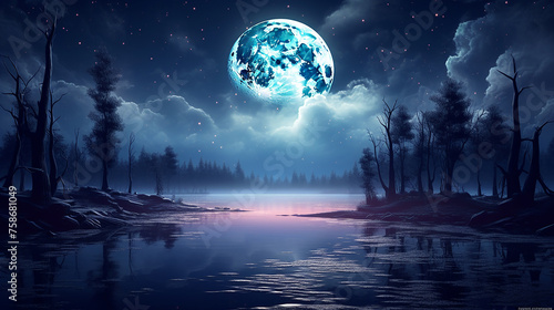 full moon in night sky beautiful background