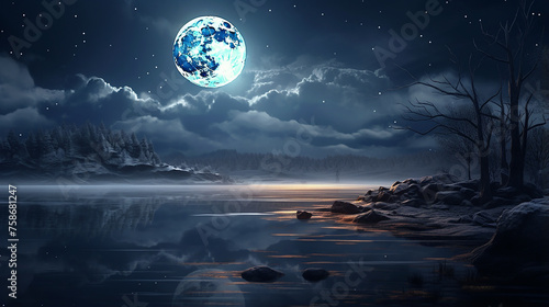 full moon in night sky beautiful background