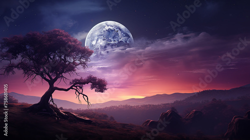 full moon in night sky beautiful background © vista