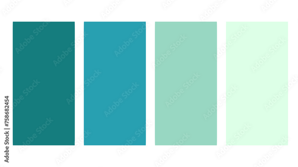 Blue cyan color palette. Set of bright color palette combination in rgb hex. Color palette for ui ux design. Abstract vector illustration for your graphic design, banner, poster or landing page - obrazy, fototapety, plakaty 