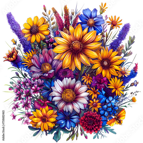 Colorful and Beautiful Flowers on transparent background