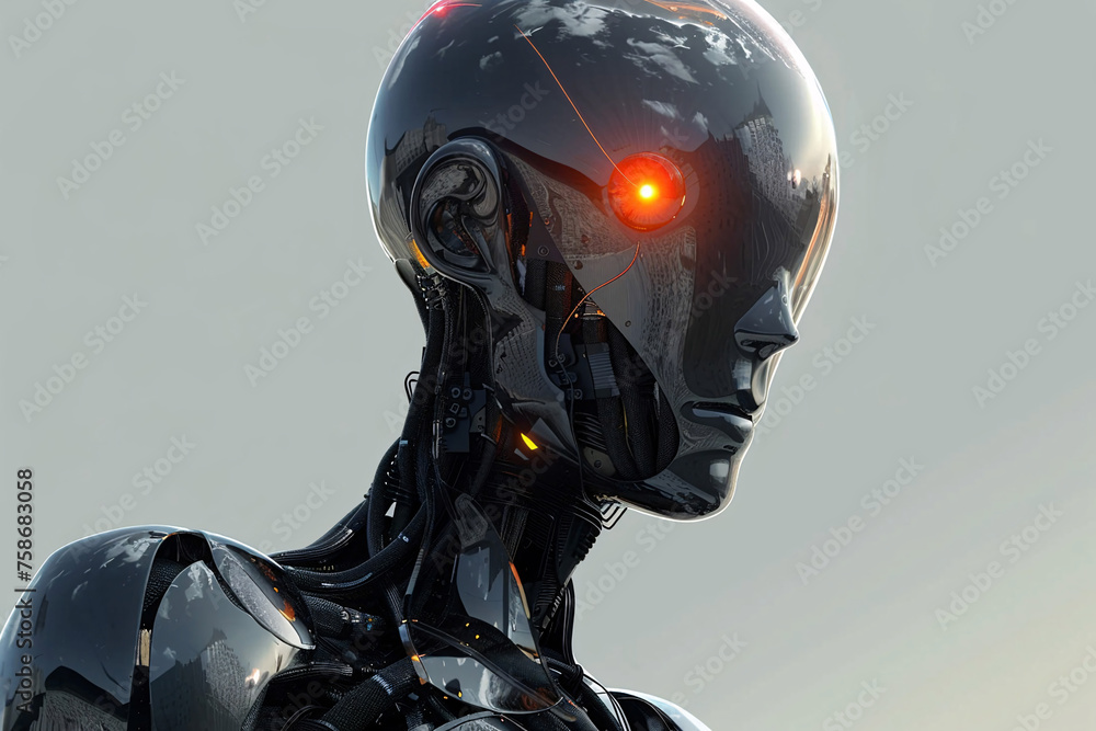 Fototapeta premium robot cyborg person, cyber person