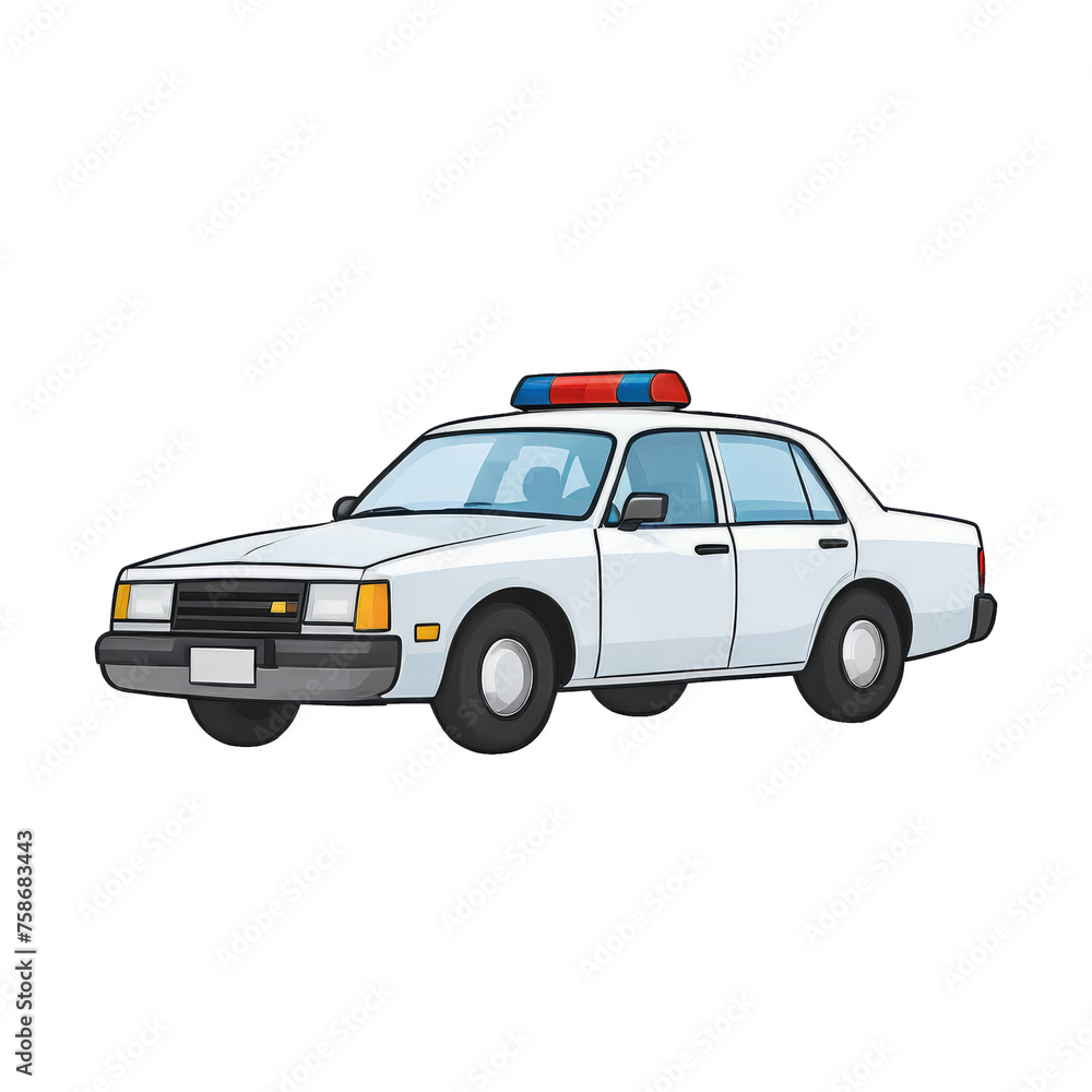 Police Car Hand Drawn Cartoon Style Illustration