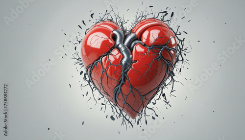 heart with veins illustration glossy realistic and symbol photo