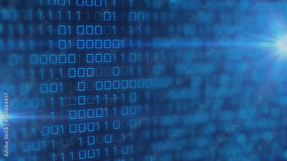 Animation of binary coding and digital data processing over black background Animation of binary coding and digital data processing over black background