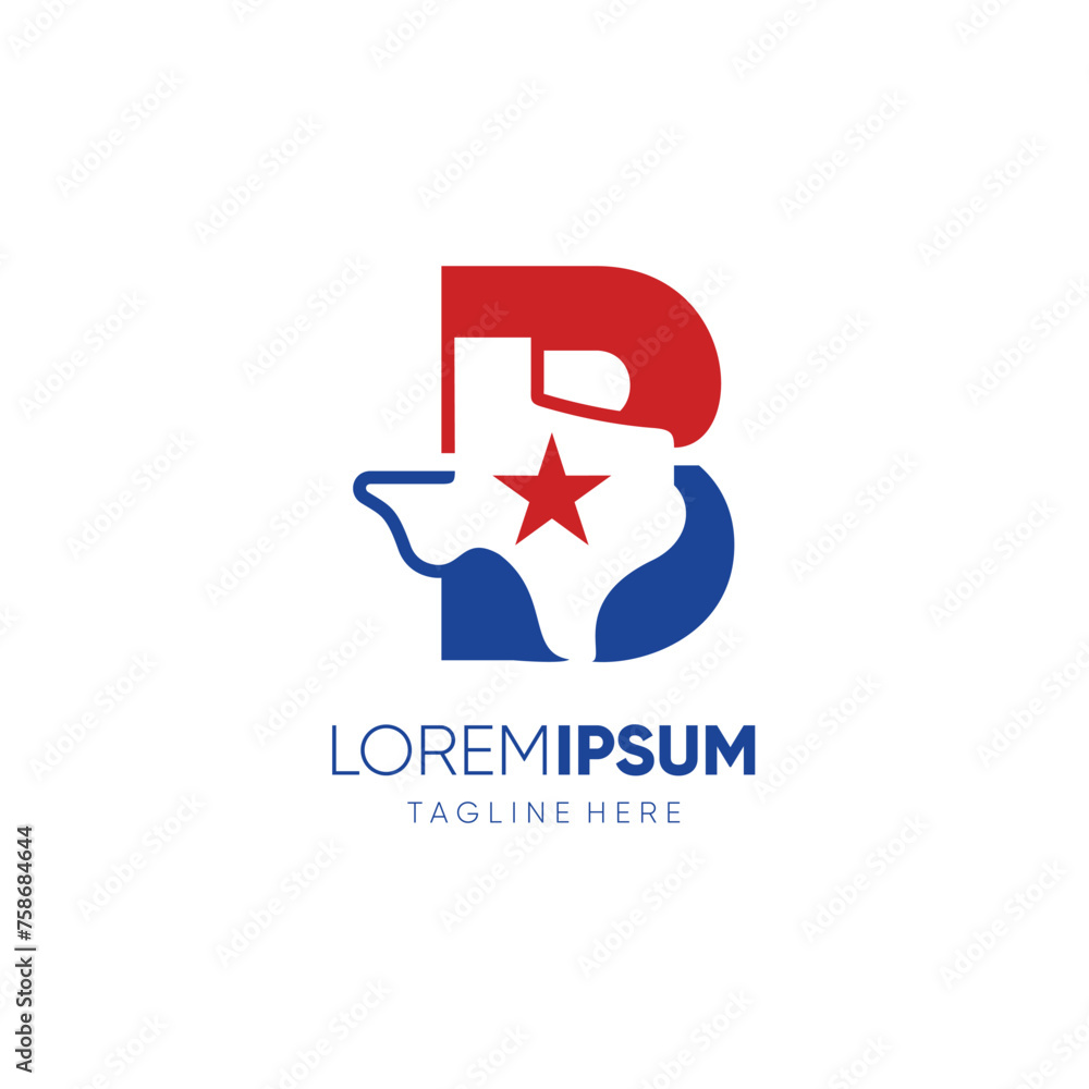 Letter B Texas Map Logo Design Symbol Vector Icon Graphic Emblem Illustration