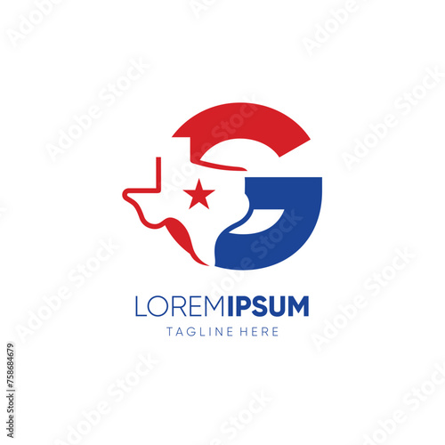 Letter G Texas Map Logo Design Symbol Vector Icon Graphic Emblem Illustration