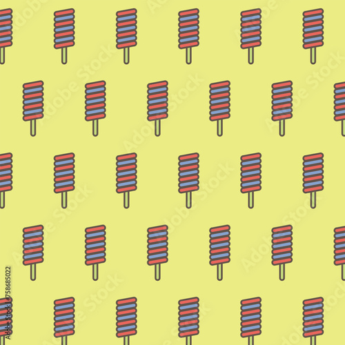 pattern made with ice cream in yellow background vector