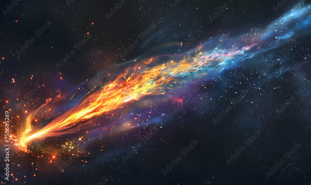 A comet streaking across the sky, Generative AI A comet streaking across the sky, Generative AI