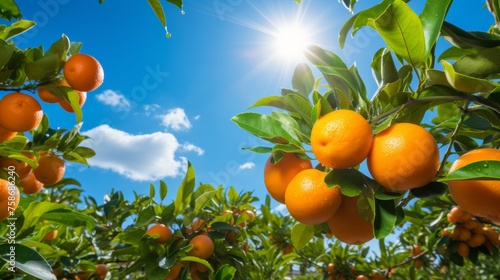 Serene tangerine plantations engulfed by the radiant sunshine of a perfect summer day